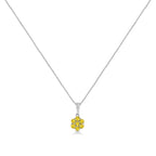 .925 Sterling Silver Prong Set Color Treated Diamond Floral Cluster 18" Pendant Necklace