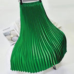 High Waist Satin Pleated Skirt