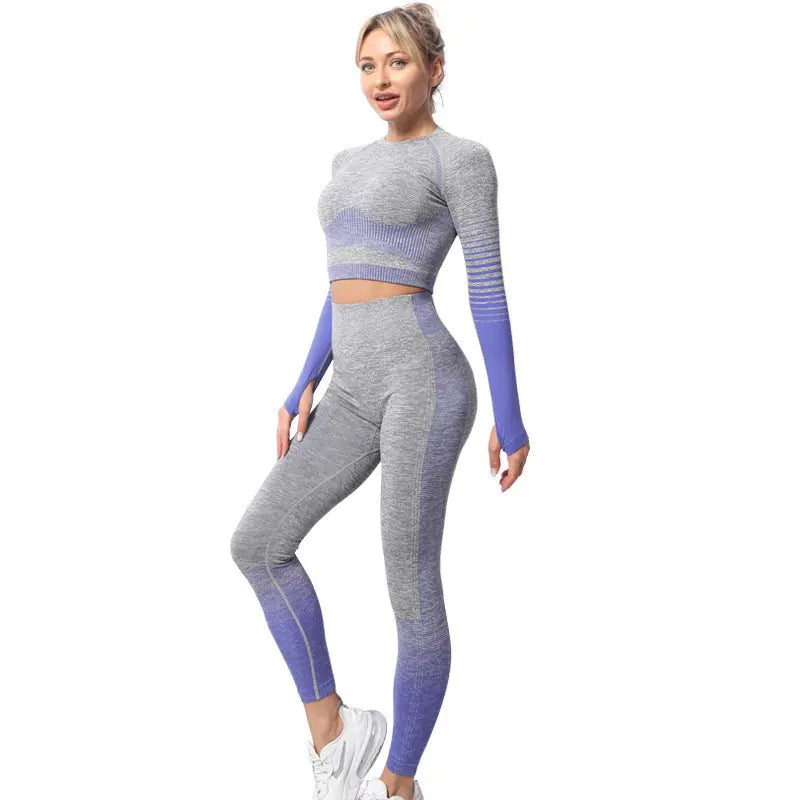 Seamless Hollow Yoga Set with High-Waisted Leggings