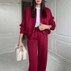 Zip Sweater and Trousers Suit for Women | Trousers Set