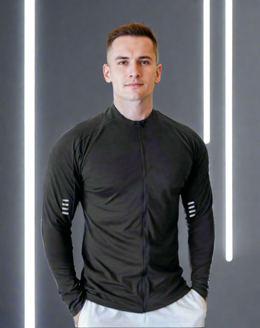 Men's Long Sleeve Running Jacket with Stand Collar