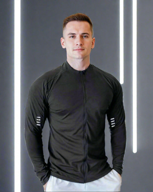 Men's Long Sleeve Running Jacket with Stand Collar