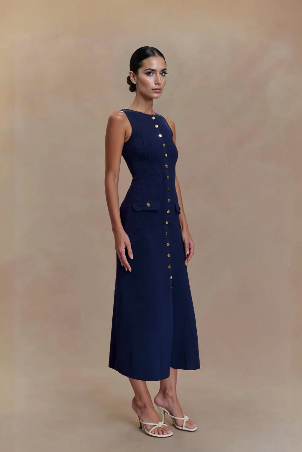 Elegante ärmellose lange Strickkleider