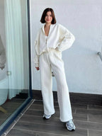 Zip Sweater and Trousers Suit for Women | Trousers Set
