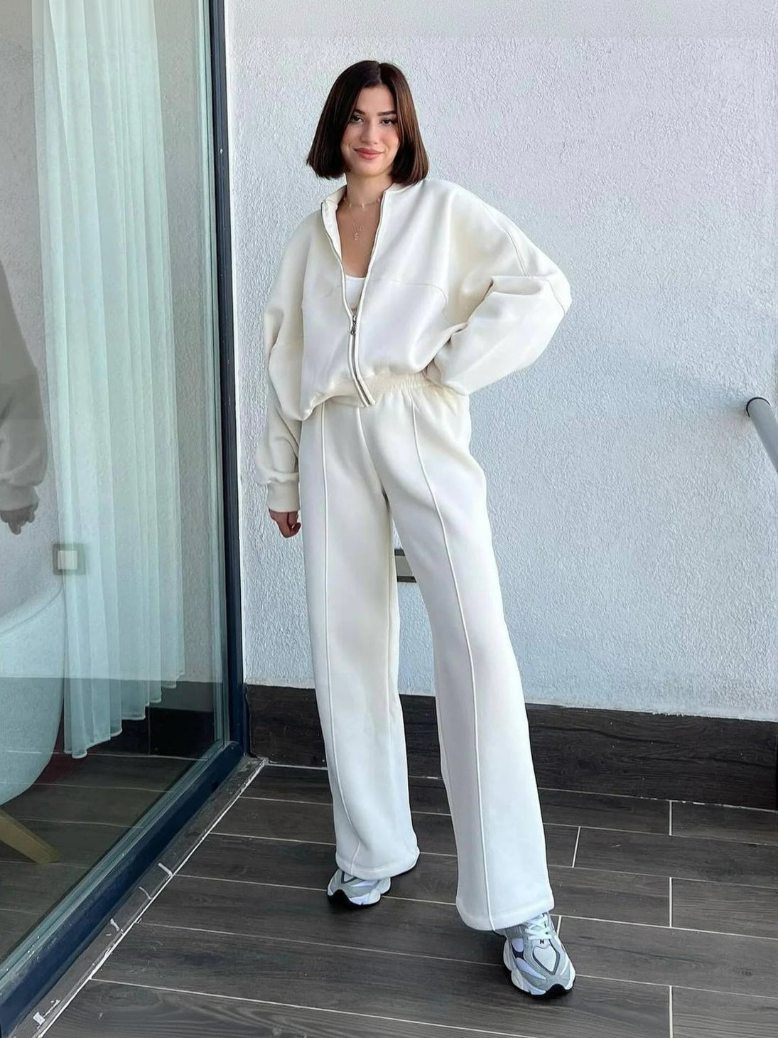 Zip Sweater and Trousers Suit for Women | Trousers Set