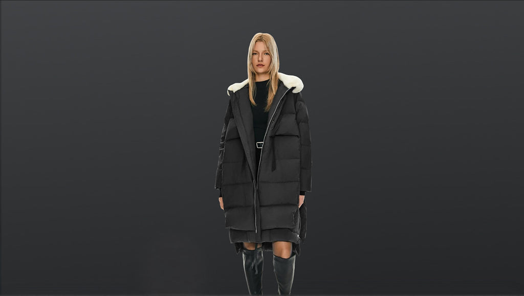 Orolay Womens Long Down Jacket Winter Puffer Jacket Warm Faux-Fur Collar Coat Black Small