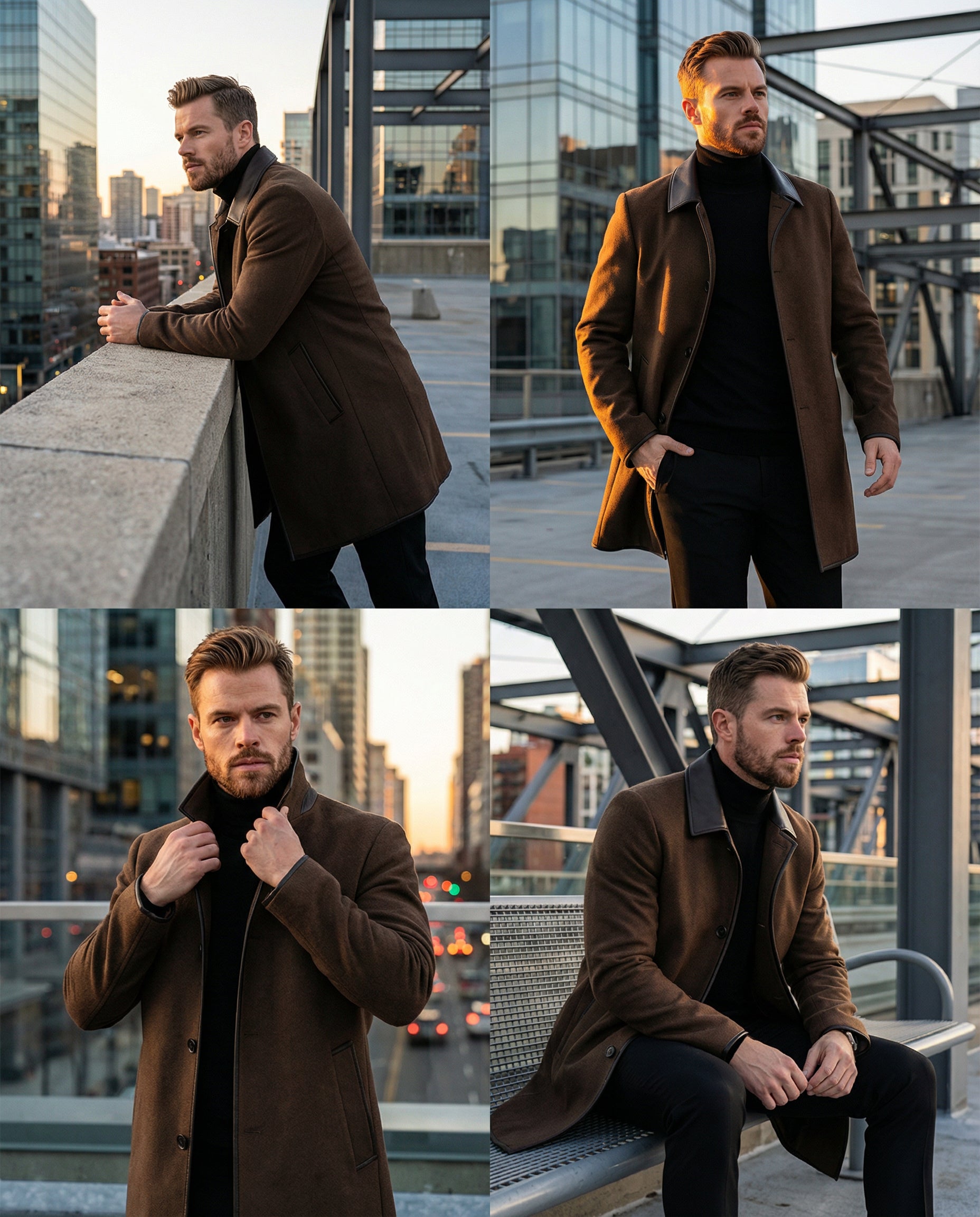 Men's Mid-Length Lapel Cashmere Wool Coat