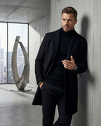 Mid-Length Woolen Coat for Men
