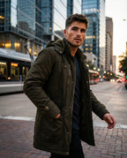 Mens Winter Coat Warm | Detachable Hood (Army GreenSmall)