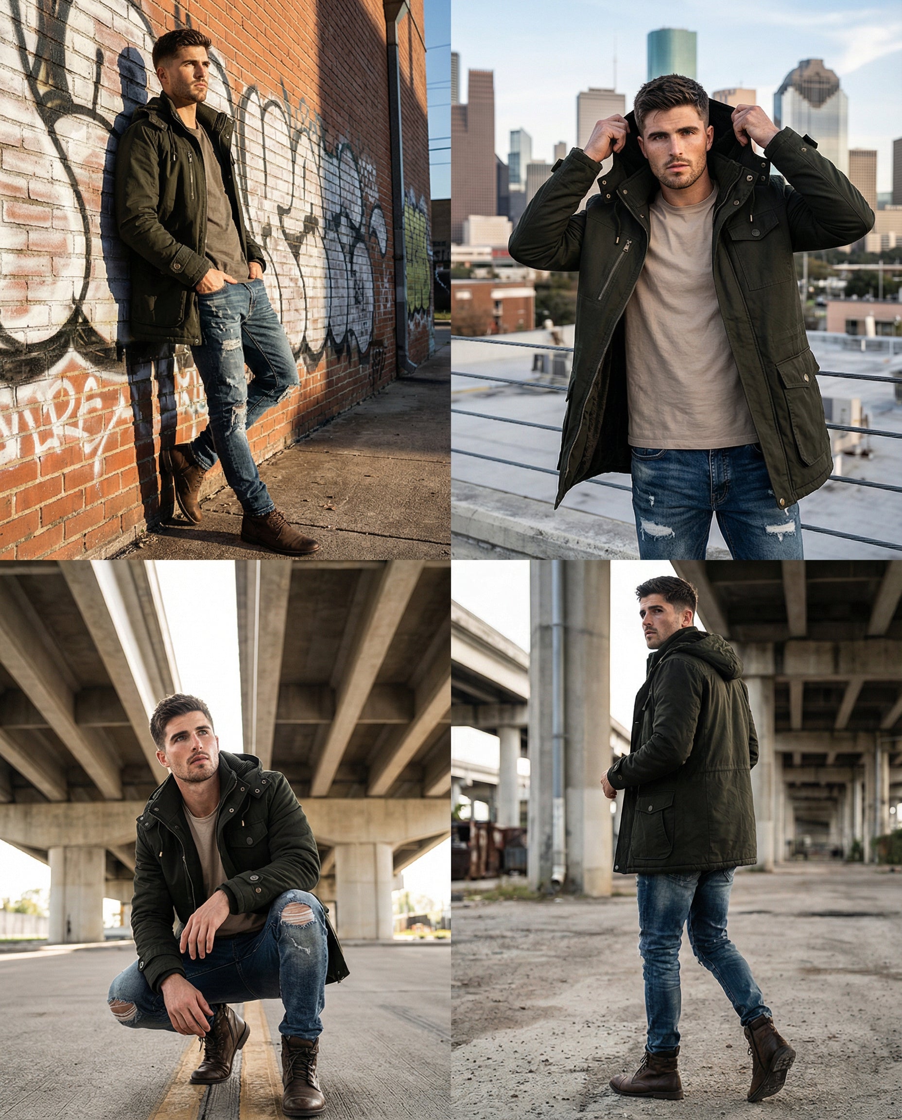 Mens Winter Coat Warm | Detachable Hood (Army GreenSmall)