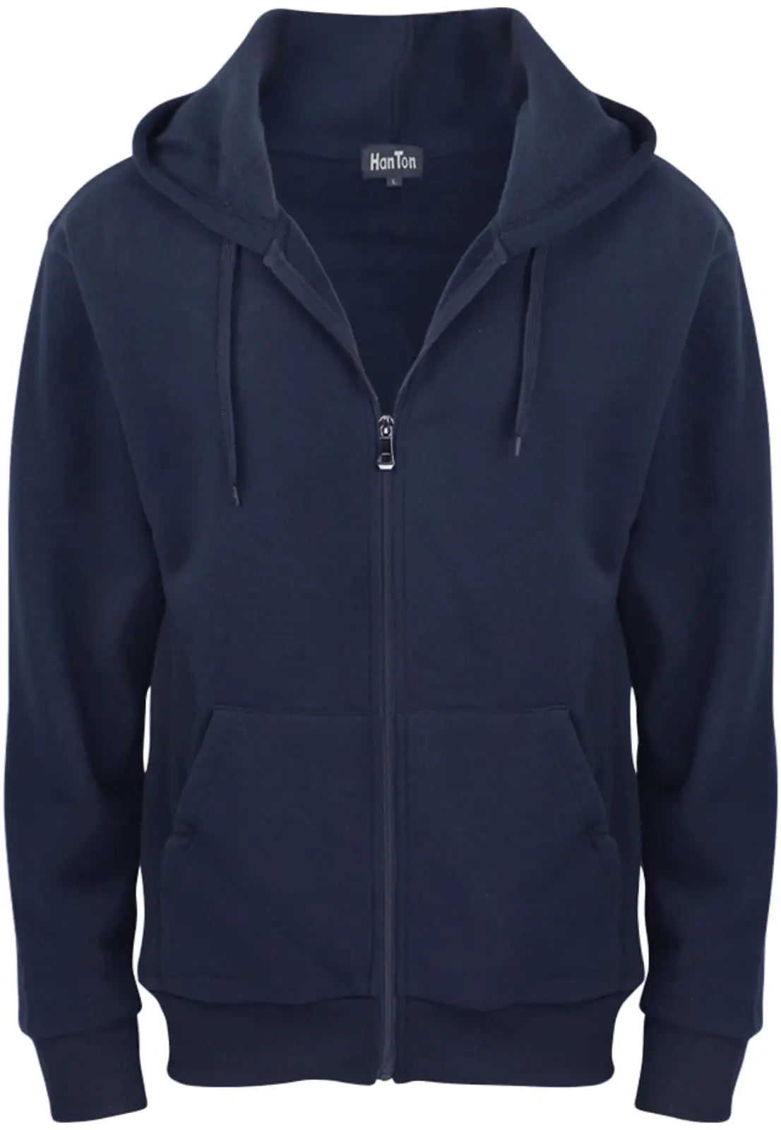 LeeHanTon Mens Lightweight Full Zip Casual Active Fleece Hoodie Sweatshirt Navy 2XL