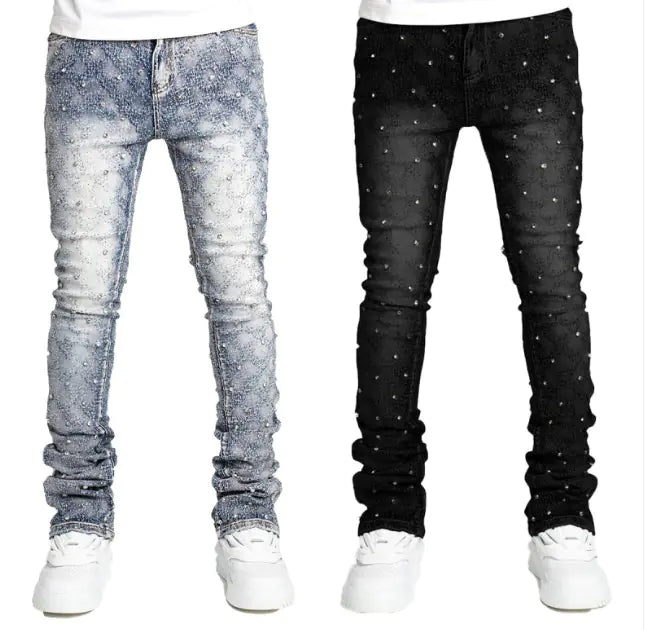 Slim Fit Blue Embellished Denim Jeans