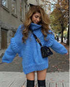 Knitwear Pullover Women's Fluffy Long Sleeve Turtleneck Sweater