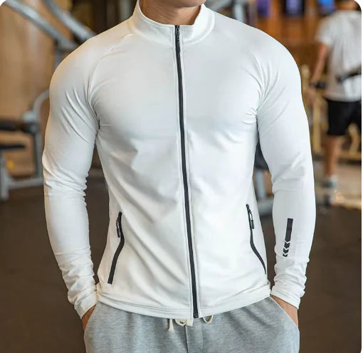 Men's Long Sleeve Running Jacket with Stand Collar