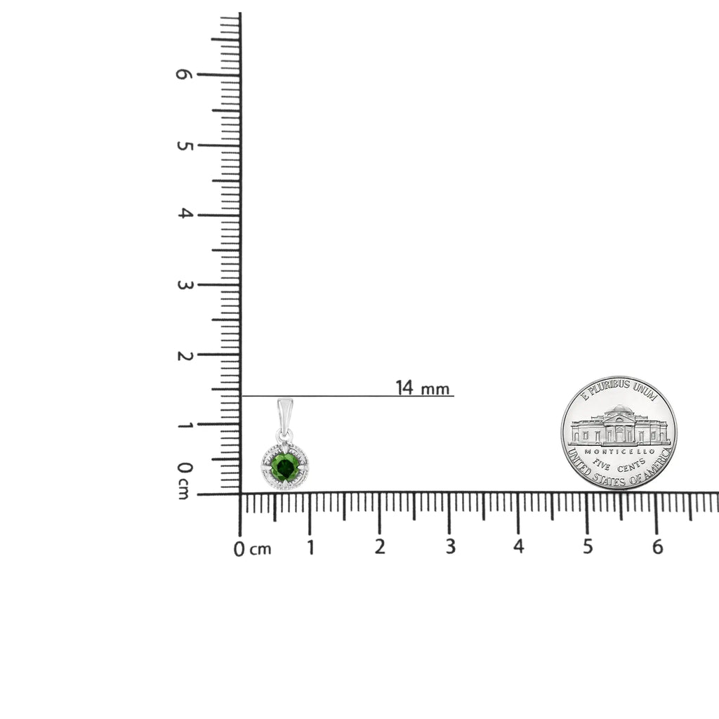 Halskette mit Milgrain-Anhänger, 925er Sterlingsilber, Solitär-Diamant, 45,7 cm