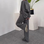 Zip Sweater and Trousers Suit for Women | Trousers Set