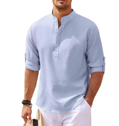 Men's Stand Collar Plaid Shirt