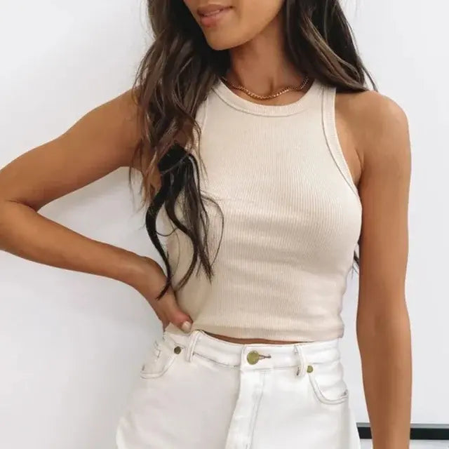 Tank Tops Off-Shoulder Crop Vest
