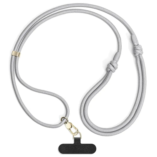 Lawonda Rope Phone Strap Universal Phone Lanyard Adjustable Crossbody Cell Phone Long Neck Strap with Phone Tether Patches Grey