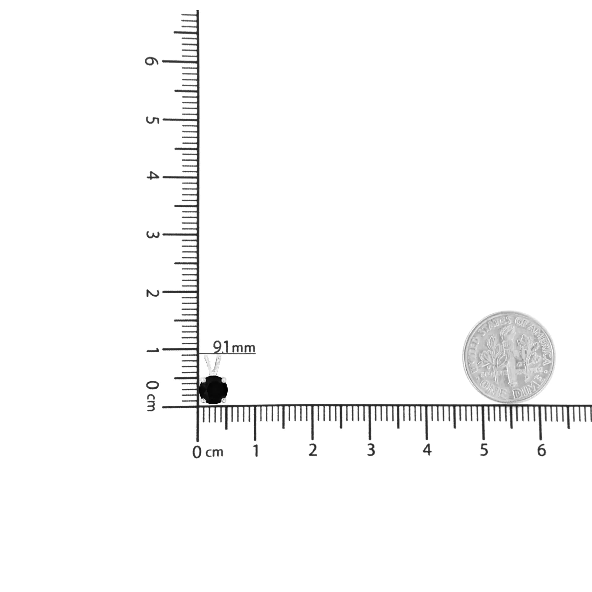 Halskette mit Anhänger aus 925er Sterlingsilber, behandelter schwarzer Solitär-Diamant im Rundschliff, 4-zackige Fassung, 45,7 cm
