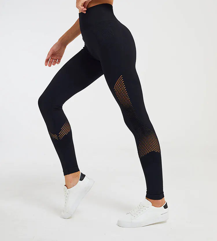 Seamless Hollow Fitness Leggings for Yoga and Gym