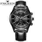 Slim Men's Black Gold Steel Band Sports Watch with Glow