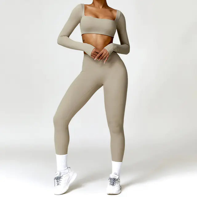 Women's 2PCS Yoga Tracksuit with Leggings and Crop Top