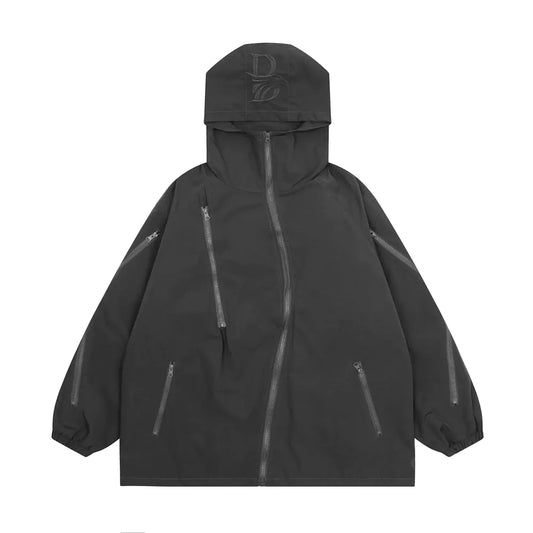 Irregular Zip Pocket Heavy Coat