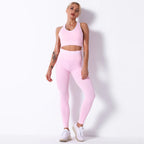 Seamless Knit Butt-Lifting Yoga Pants Set for Women