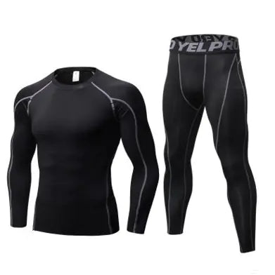 Men’s Fitness Training Set – Long Sleeve Top & Running Tights