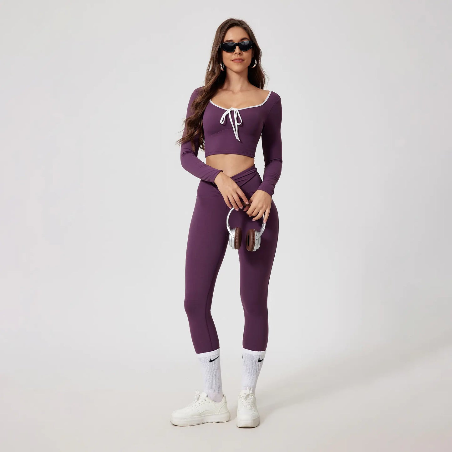 Round-neck High Waist Quick-drying Long Sleeve Yoga Wear Suit