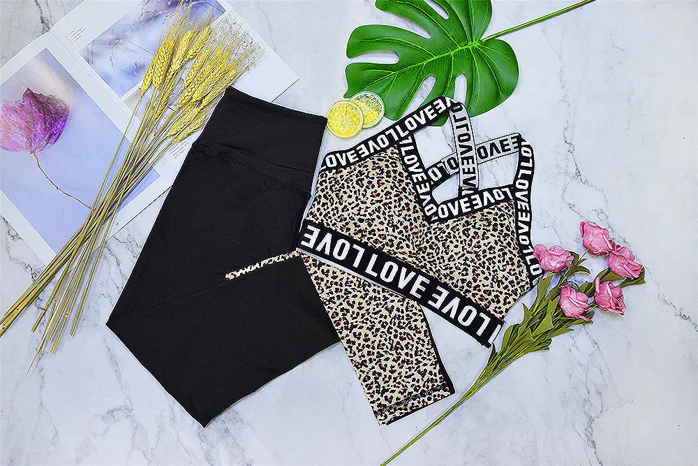 New Women's Leopard Print Yoga Set for Fitness