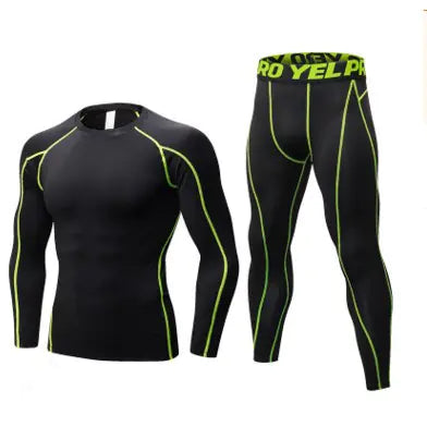 Men’s Fitness Training Set – Long Sleeve Top & Running Tights
