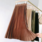 High Waist Satin Pleated Skirt