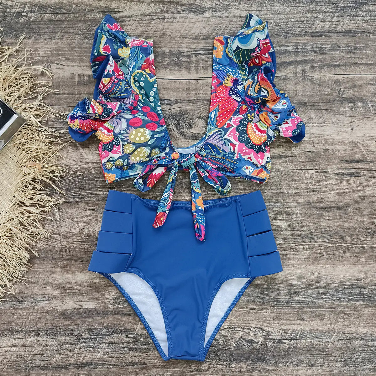 Ruffled High-Waisted Bikini Swimsuit