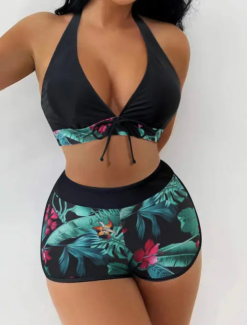 VigoBreviya 2022 Print Tied Halter Swimwear Women Sexy High Waist