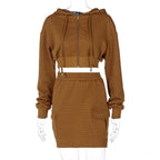 Textured Hooded Skirt Set