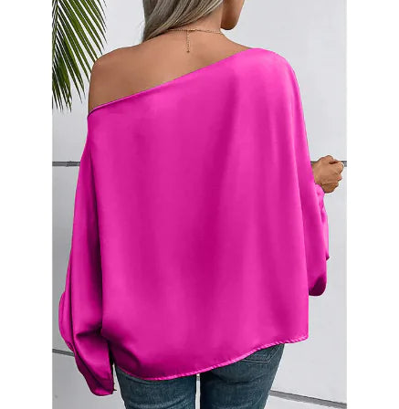 Women's  Commute Diagonal Collar Asymmetric Pullover