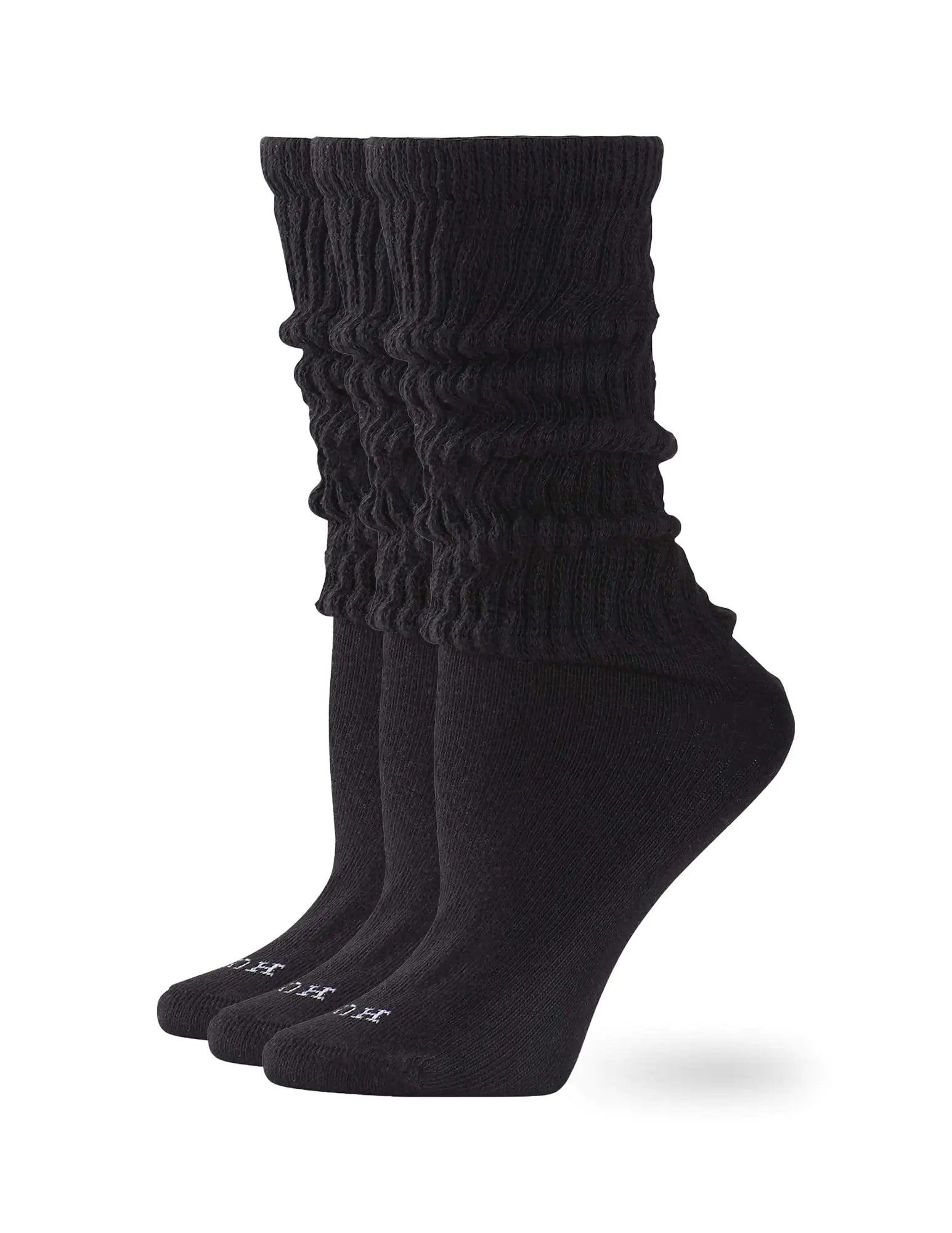 HUE Damen Slouch 3er-Pack, weiche, dicke Scrunch-Socken, Stapelsocken, Einheitsgröße, Schwarz/Schwarz/Schwarz