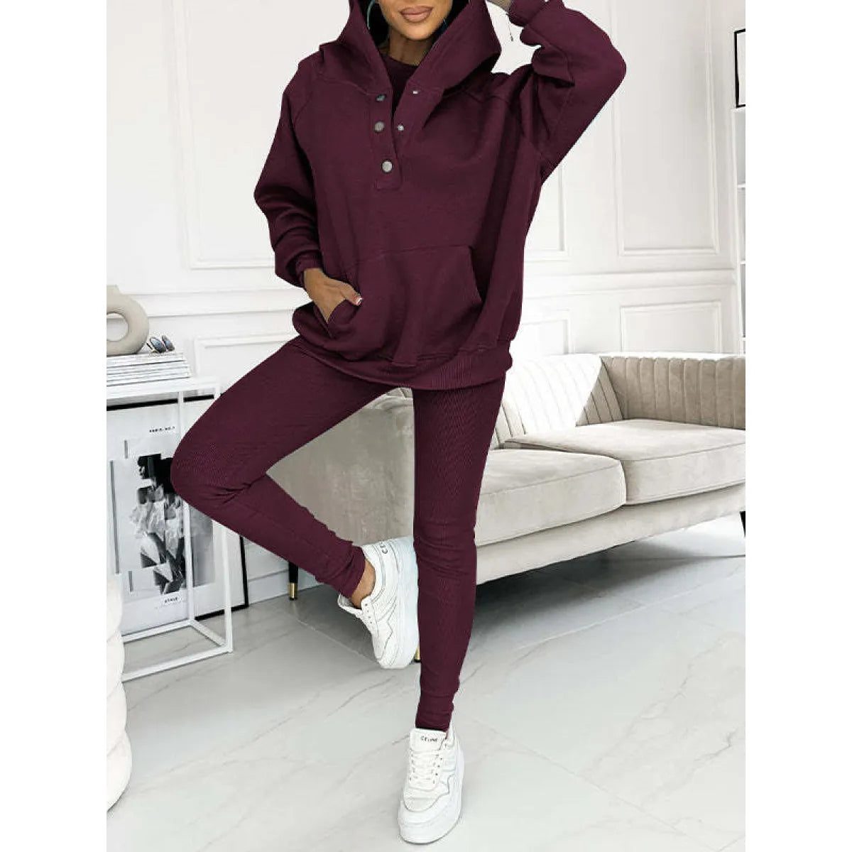 Women's Solid Color Vest Hoodie And Pants Set