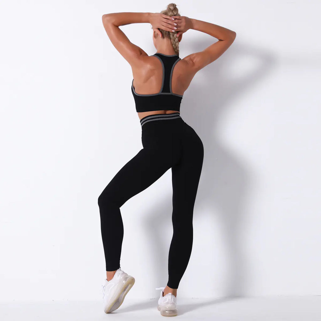 Seamless Knit Butt-Lifting Yoga Pants Set for Women
