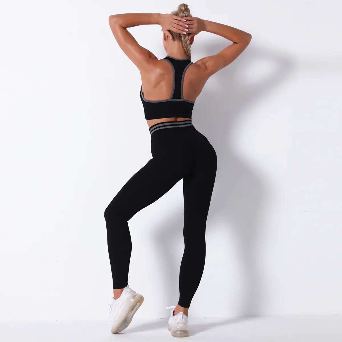 Seamless Knit Butt-Lifting Yoga Pants Set for Women