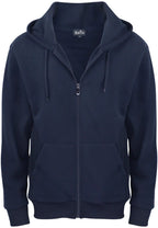 LeeHanTon - Sudadera ligera con capucha y cremallera completa para hombre, estilo casual, de forro polar, talla 2XL, color azul marino