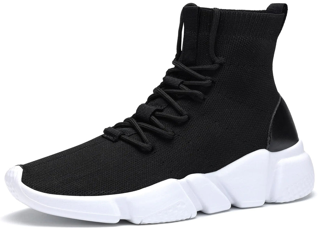 Santiro High-Top-Sneaker für Herren, Sockenschuhe, leichte, modische Slip-on-Laufschuhe, Schwarz, 15 US