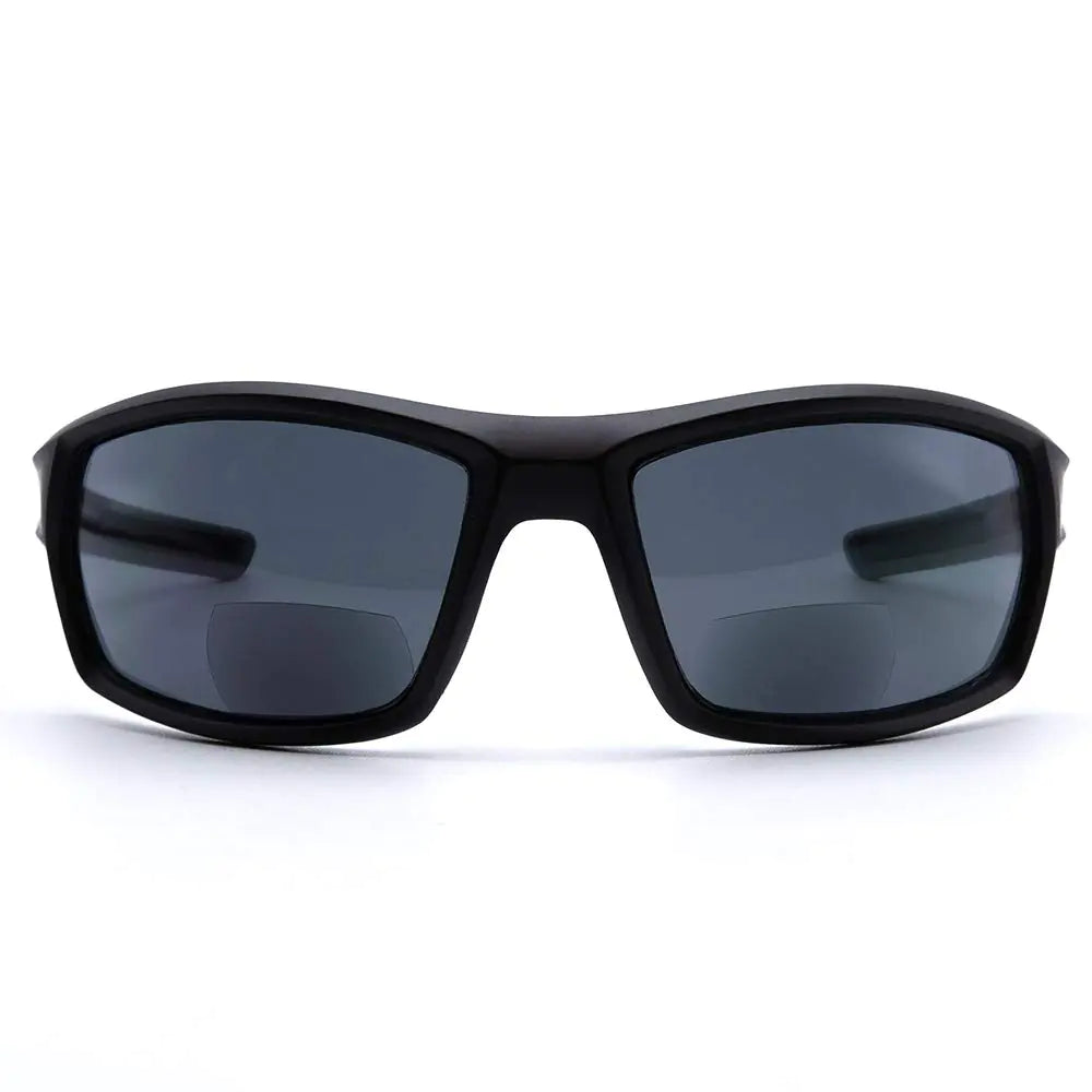 VITENZI Bifocal Sunglasses Wraparound Reading Sun Tinted Glasses with Readers - Lecce in Black 1.50