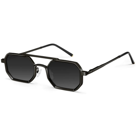 Gafas de sol Dollger para hombre, estilo aviador, cuadradas, con bisagras de resorte y montura metálica, cómodas, estilo punk.