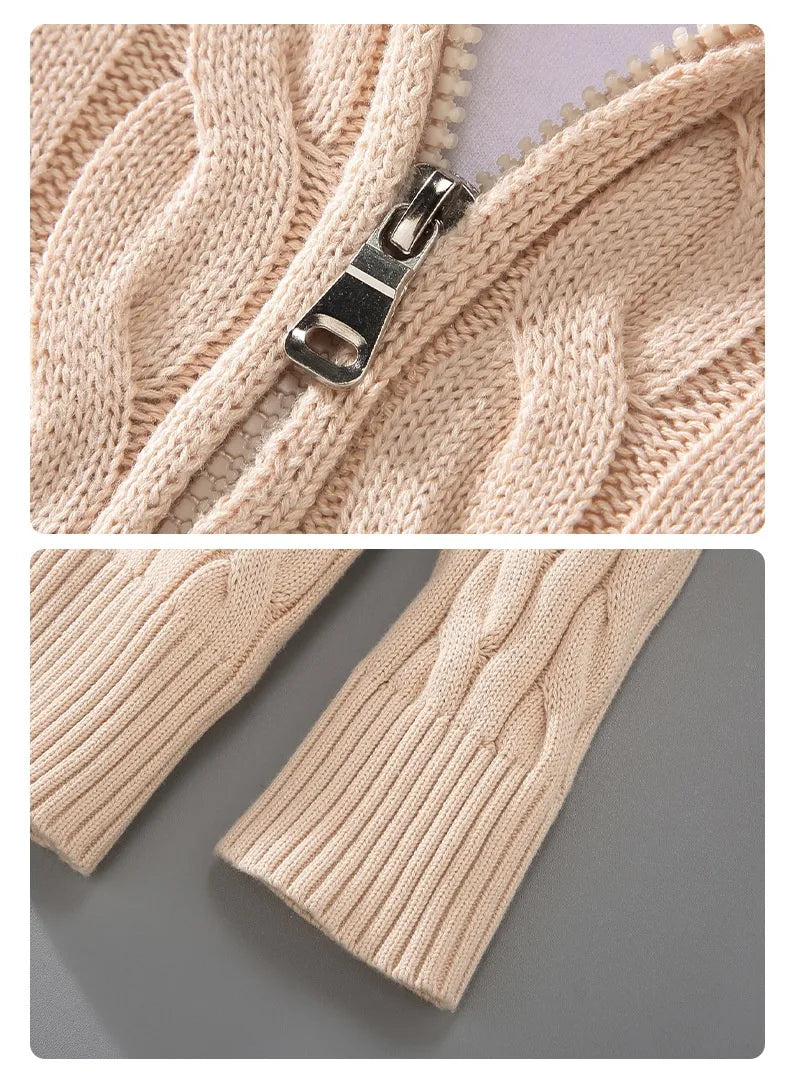 Loose Zip Knitted Pullover Sweater