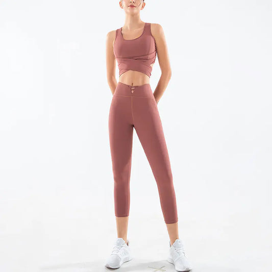 Shockproof Sports Vest and Leggings Set for Yoga