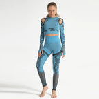 Camouflage Hollow Yoga Set with Seamless Leggings