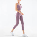 Shockproof Sports Vest and Leggings Set for Yoga